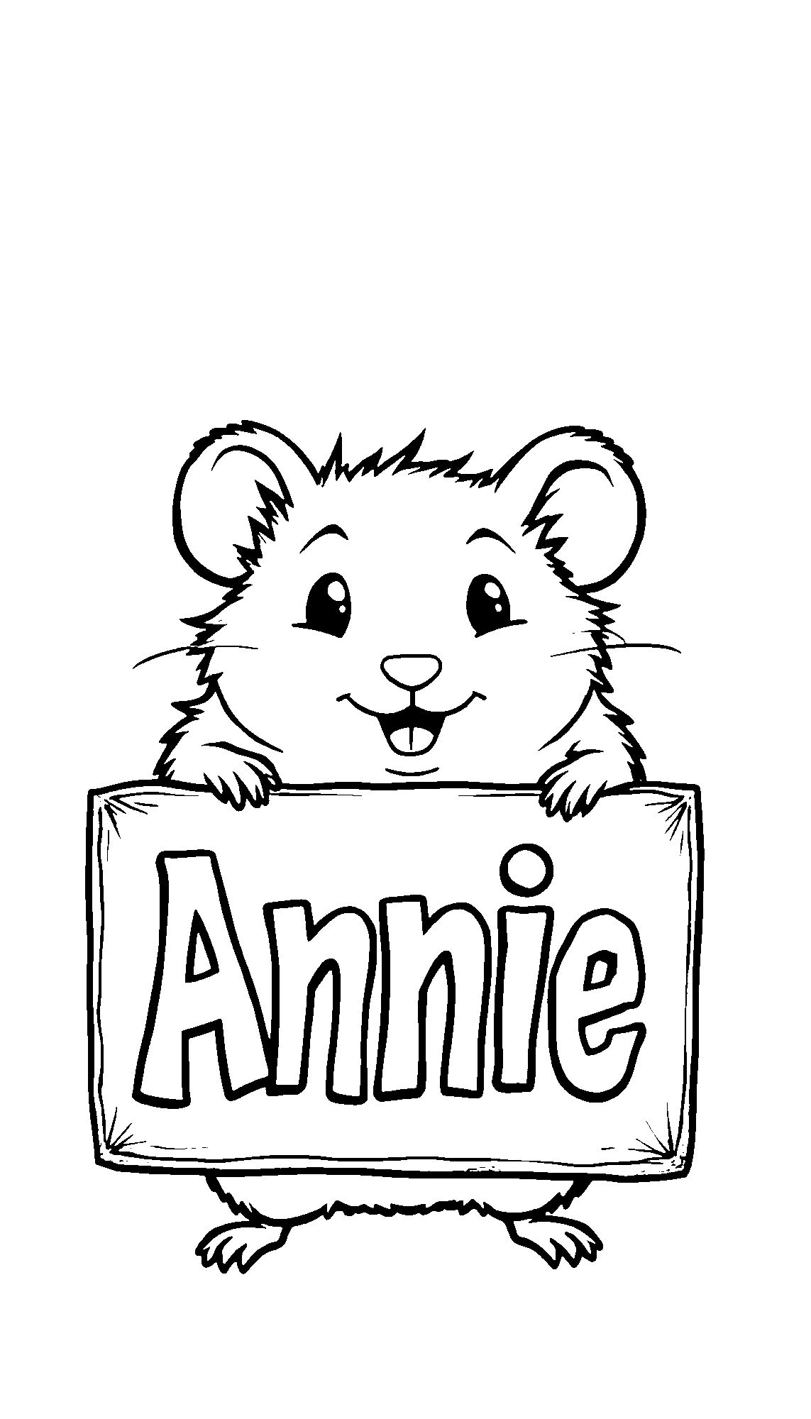 Cute Hamster With Sign Coloring Page 1