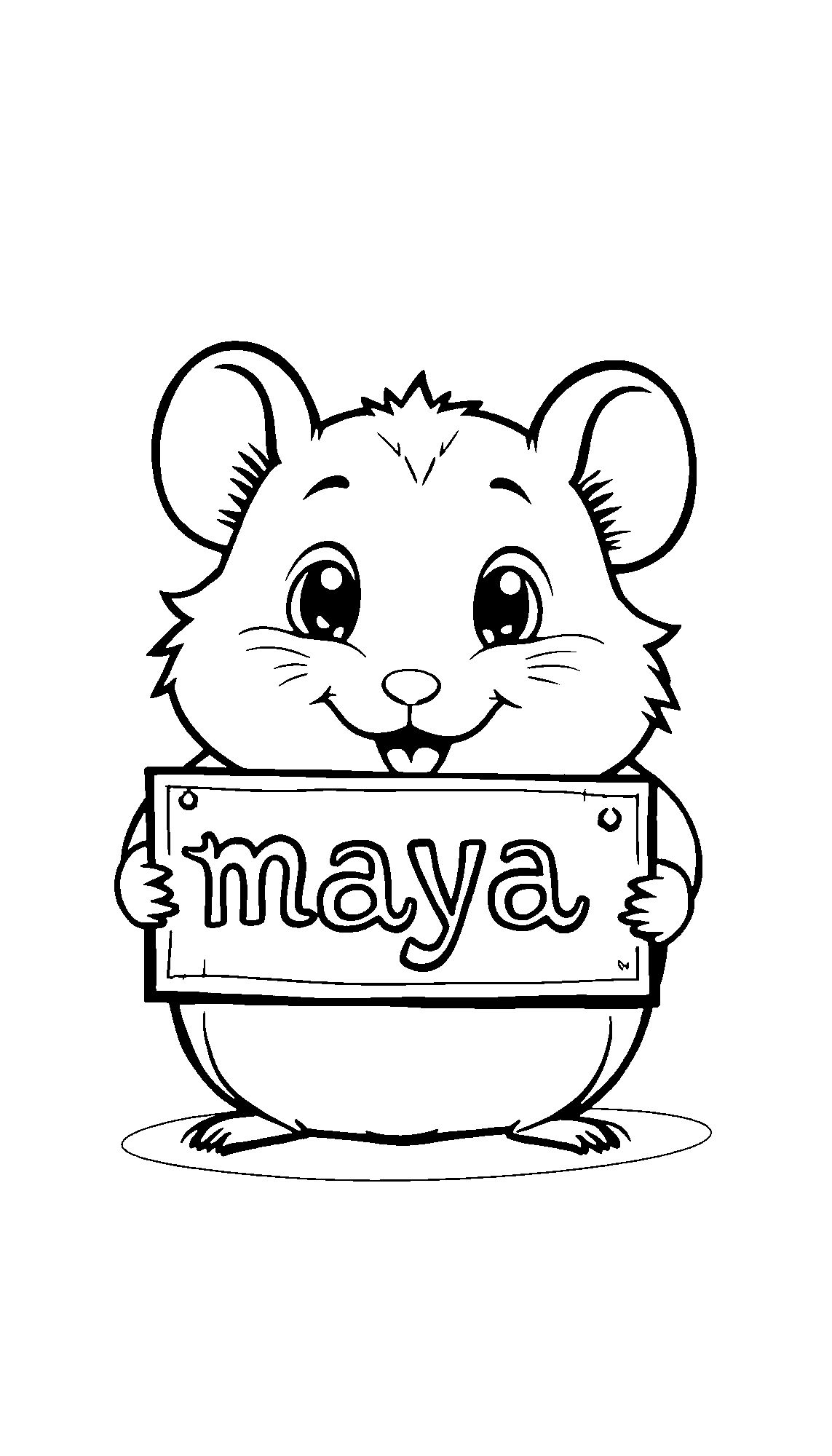 Hamster Fofo Com Placa Coloring Page 1