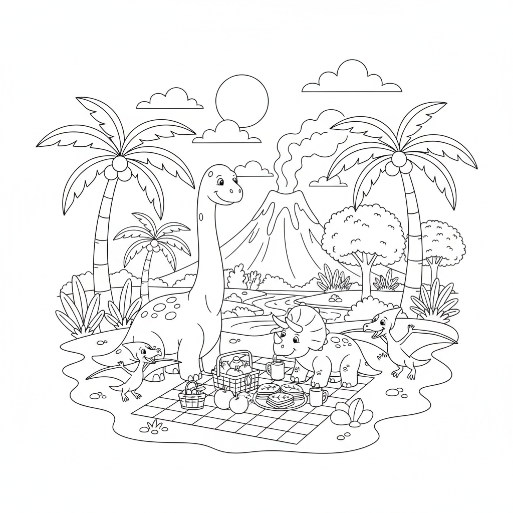 Aventura del picnic de los dinosaurios