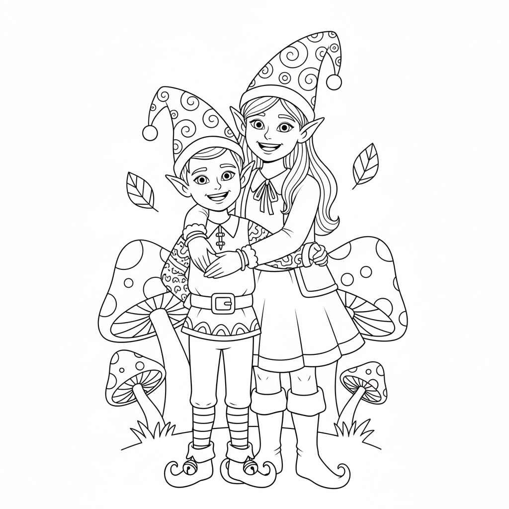 Amigos Elfos Coloring Page 1