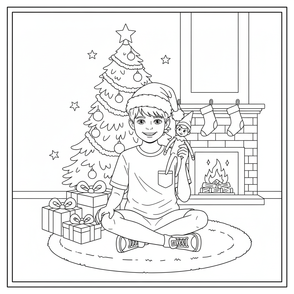 Spaß Mit Dem Elf Auf Dem Regal Coloring Page 1