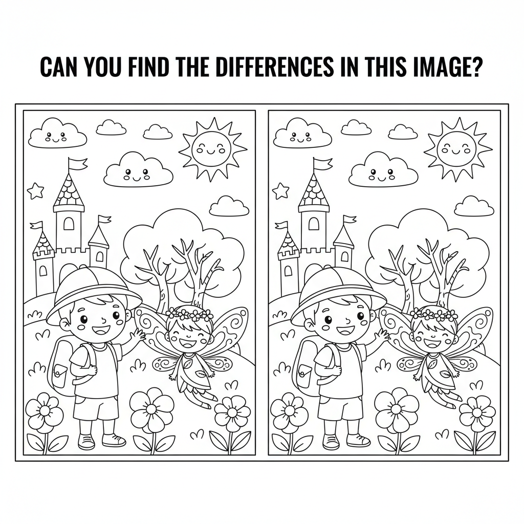 Finde Die Unterschiede - Abenteuerinsel Coloring Page 1