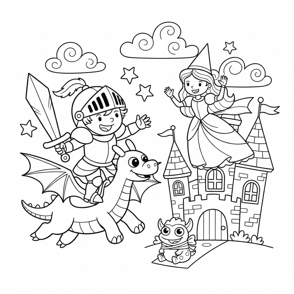 Caballero Y Princesa Coloring Page 1