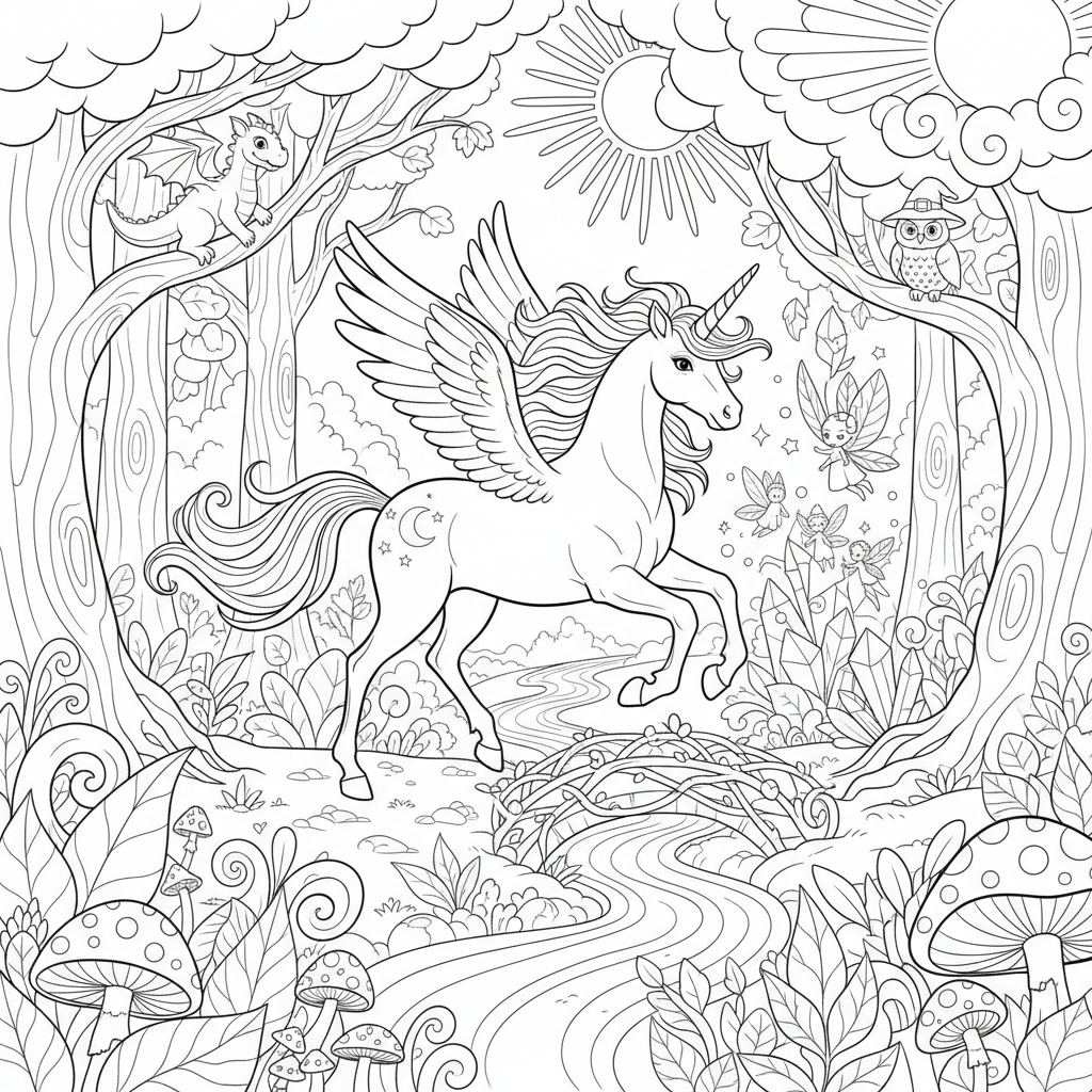 Aventura De Unicornio MíStico Coloring Page 2