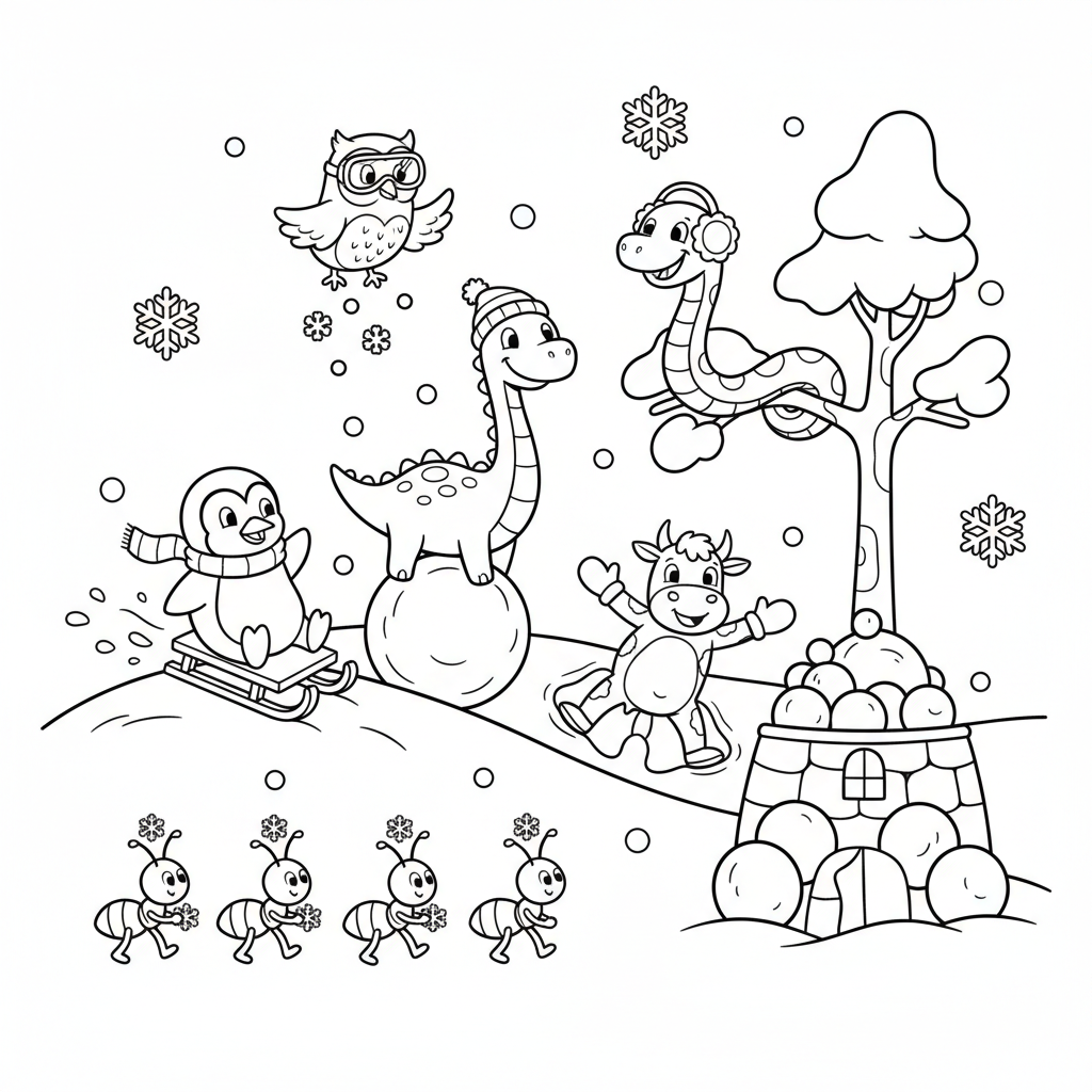 Pinguin Spaß im Schnee