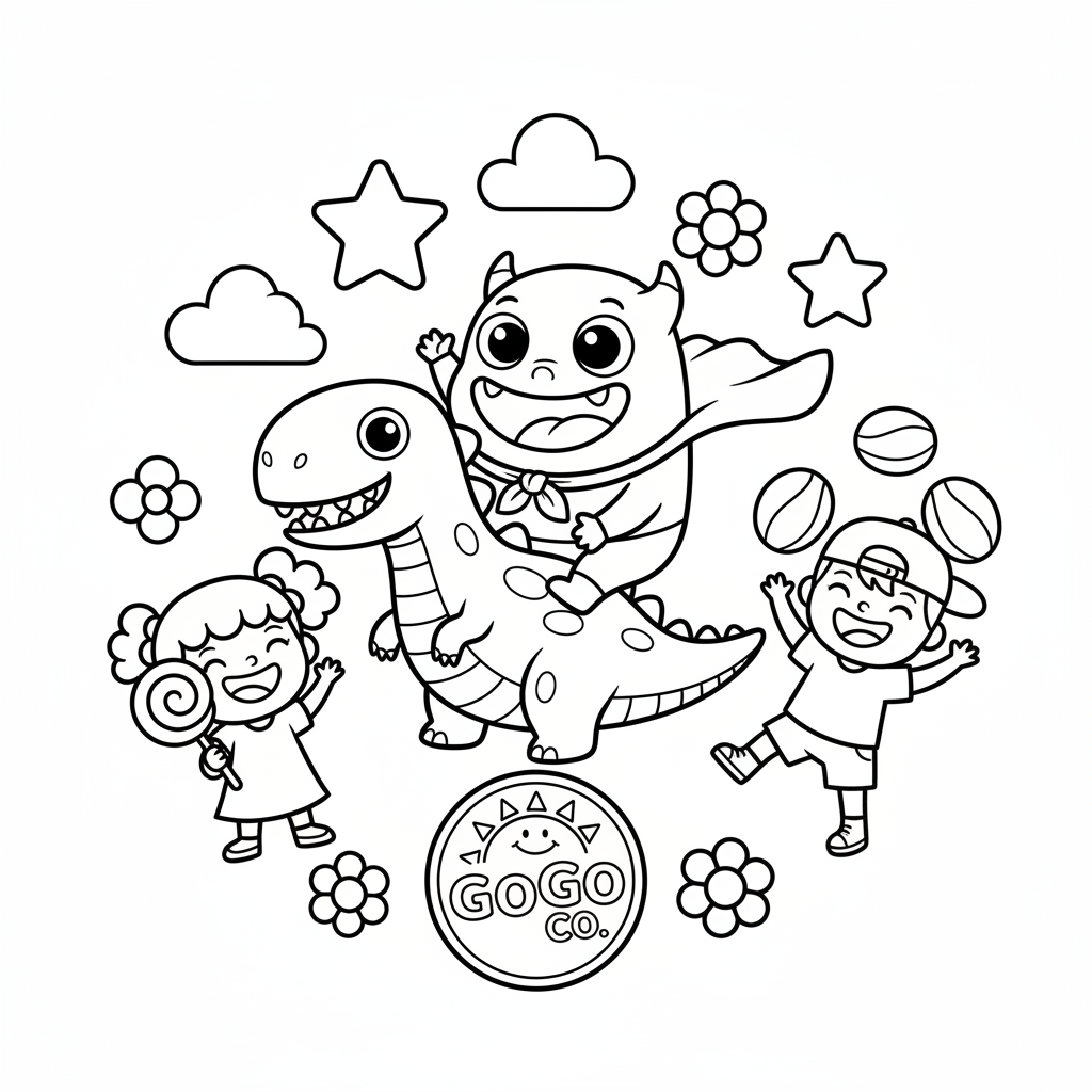 Verspielte Linienkunst FüR Kinder Coloring Page 1