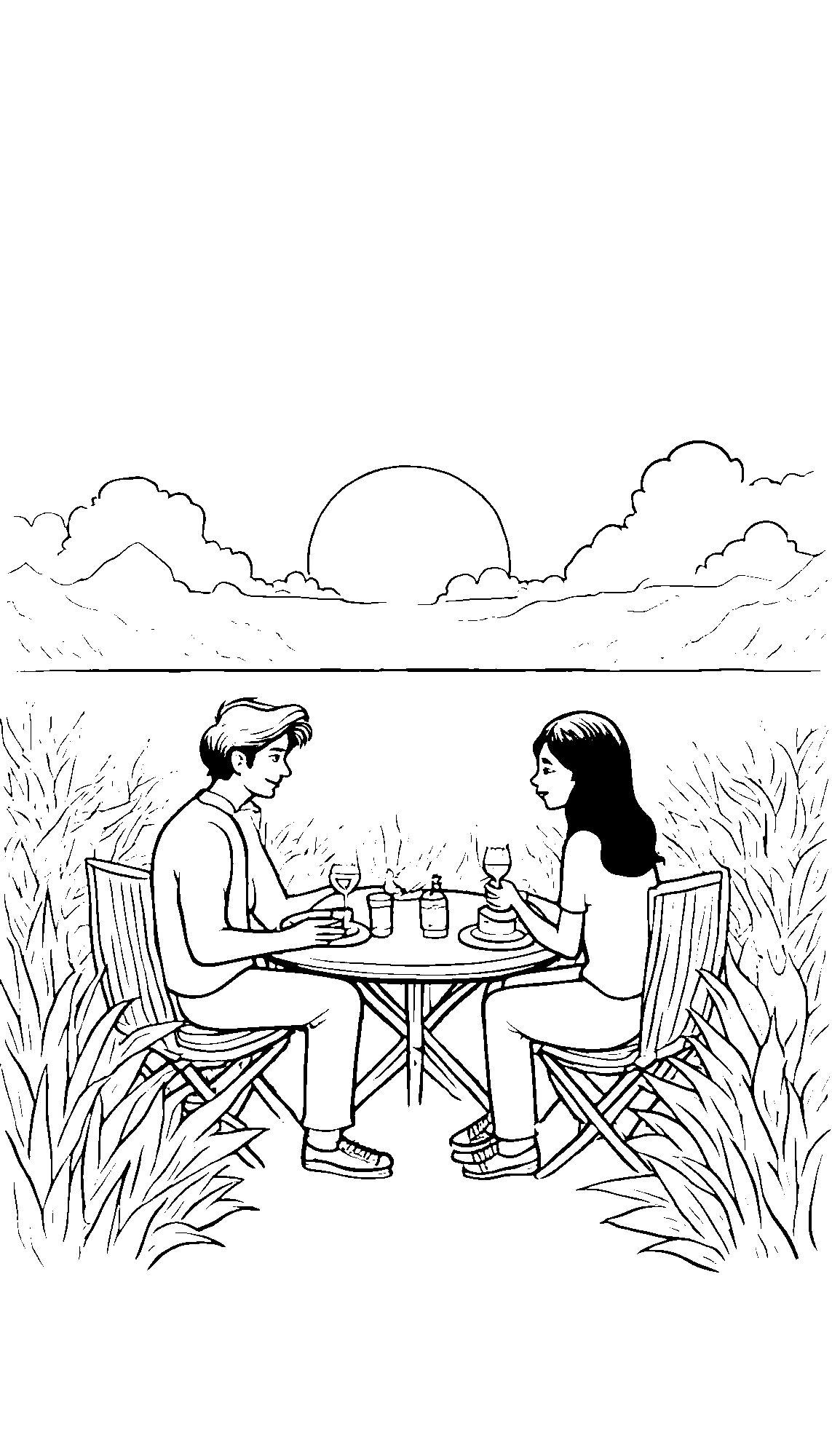 Returning Home At Sunset Coloring Page 1