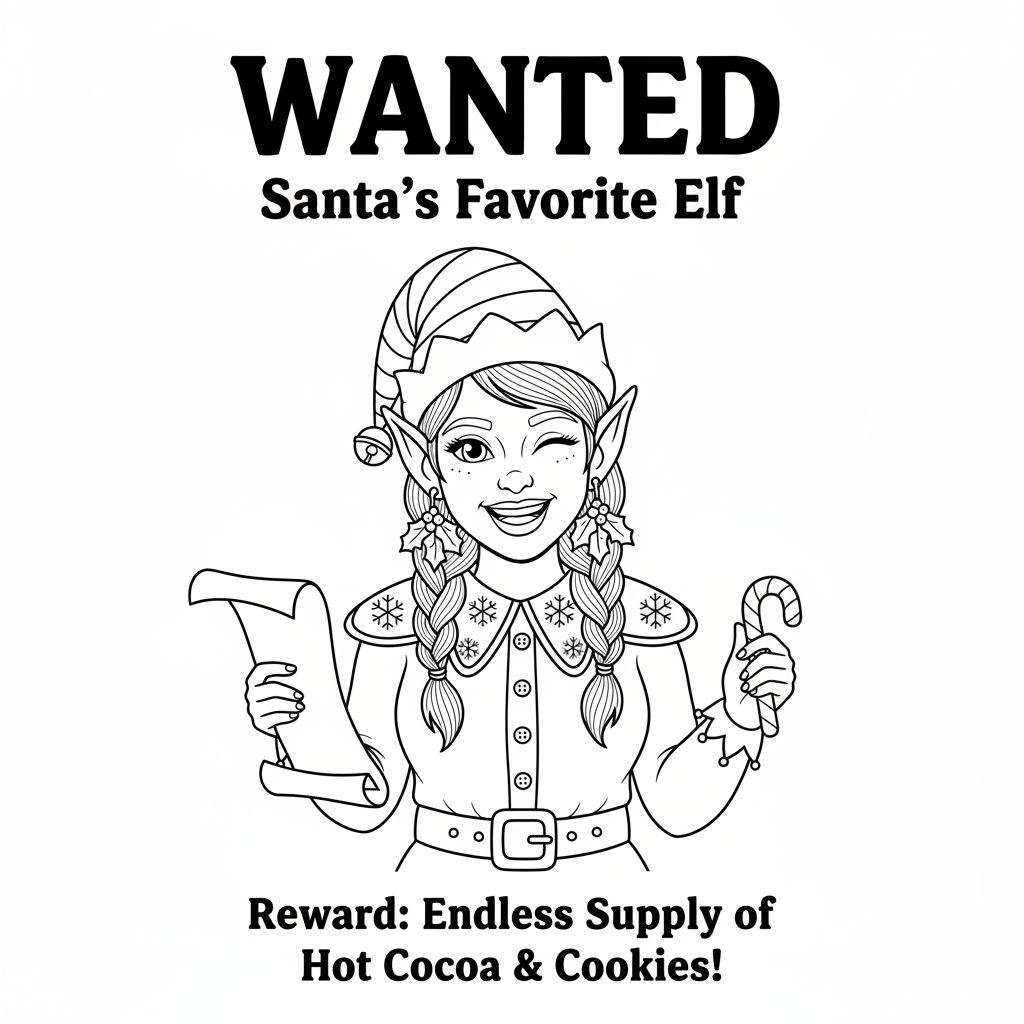 Suchplakat Des Lieblingselfen Des Weihnachtsmanns Coloring Page 1