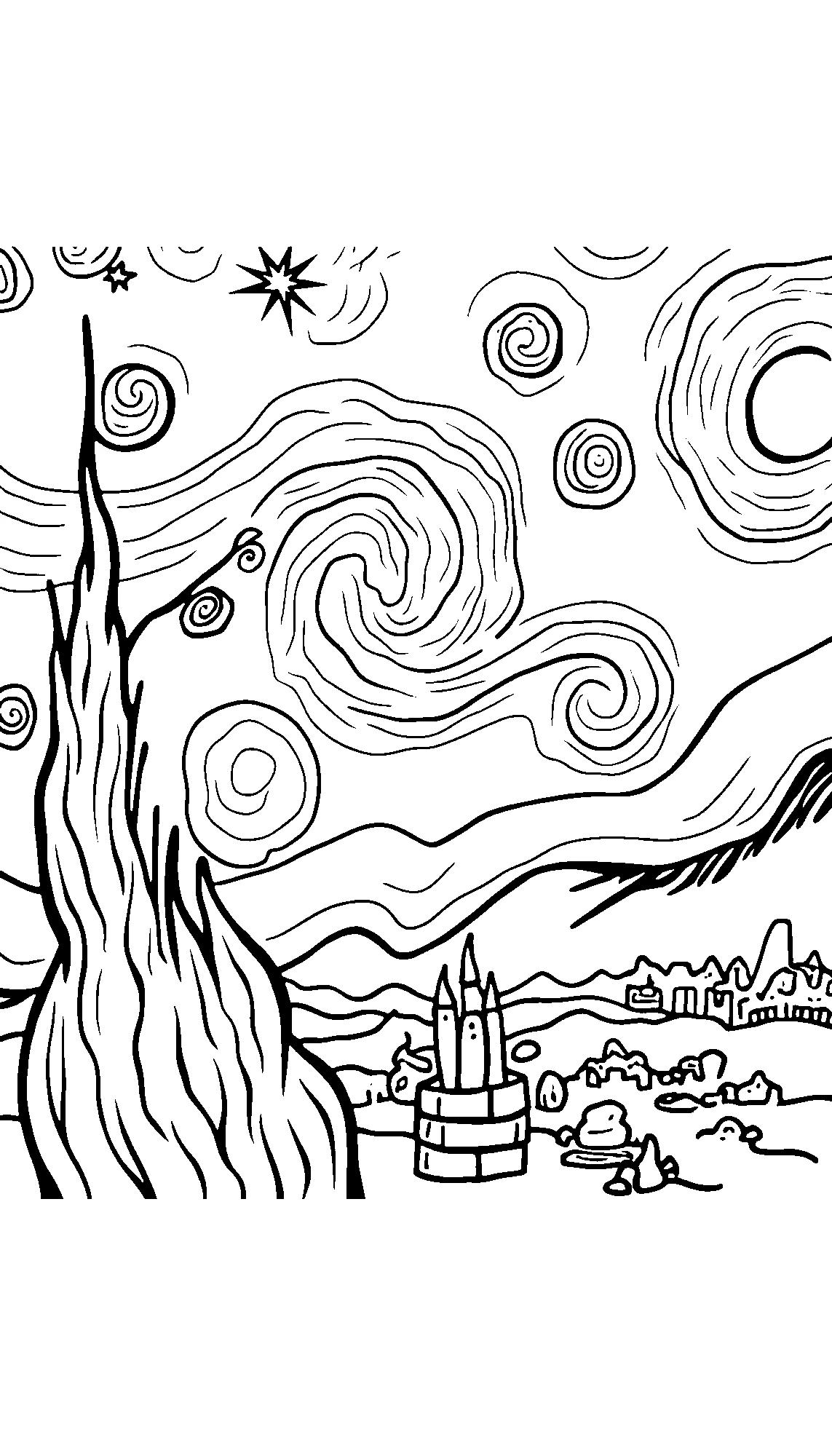 Página para Colorear: Noche Estrellada